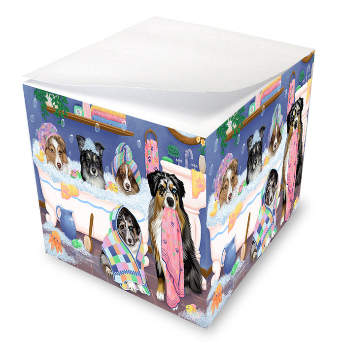 Rub A Dub Dogs In A Tub Australian Shepherds Dog Note Cube NOC54829