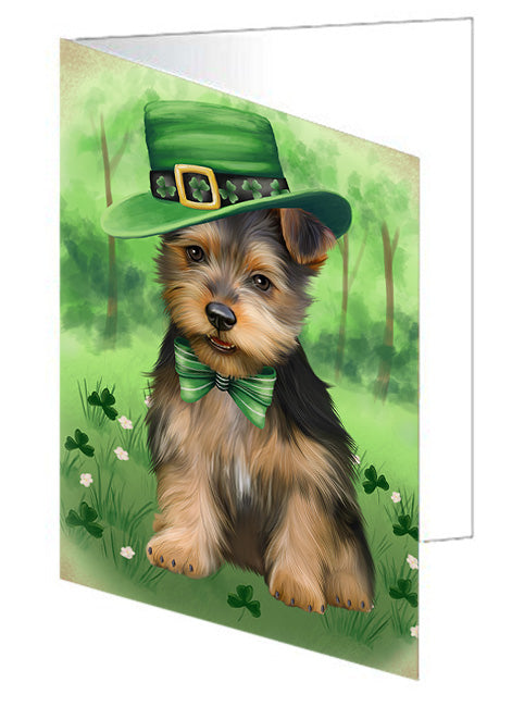 St. Patricks Day Irish Portrait Australian Terrier Dog Handmade Artwork Assorted Pets Greeting Cards and Note Cards with Envelopes for All Occasions and Holiday Seasons GCD76442