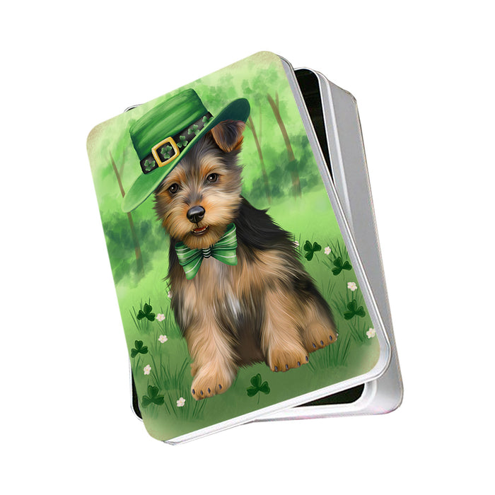 St. Patricks Day Irish Portrait Australian Terrier Dog Photo Storage Tin PITN56919