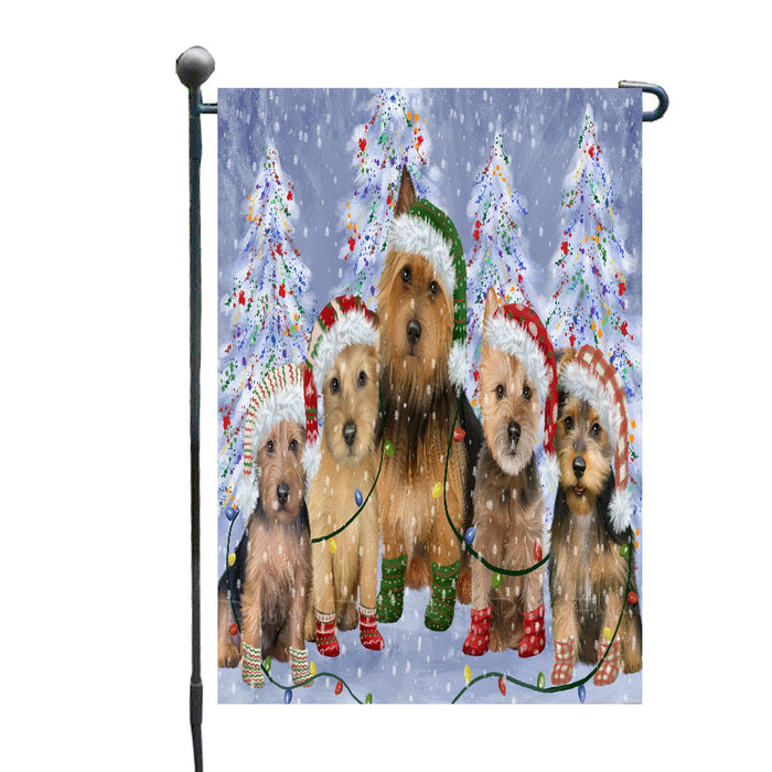 Christmas Lights and Australian Terrier Dogs Garden Flags- Outdoor Double Sided Garden Yard Porch Lawn Spring Decorative Vertical Home Flags 12 1/2"w x 18"h