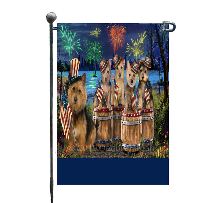 Personalized 4th of July Firework Australian Terrier Dogs Custom Garden Flags GFLG-DOTD-A57759
