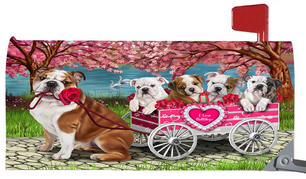 I Love Bulldogs in a Cart Magnetic Mailbox Cover MBC48545