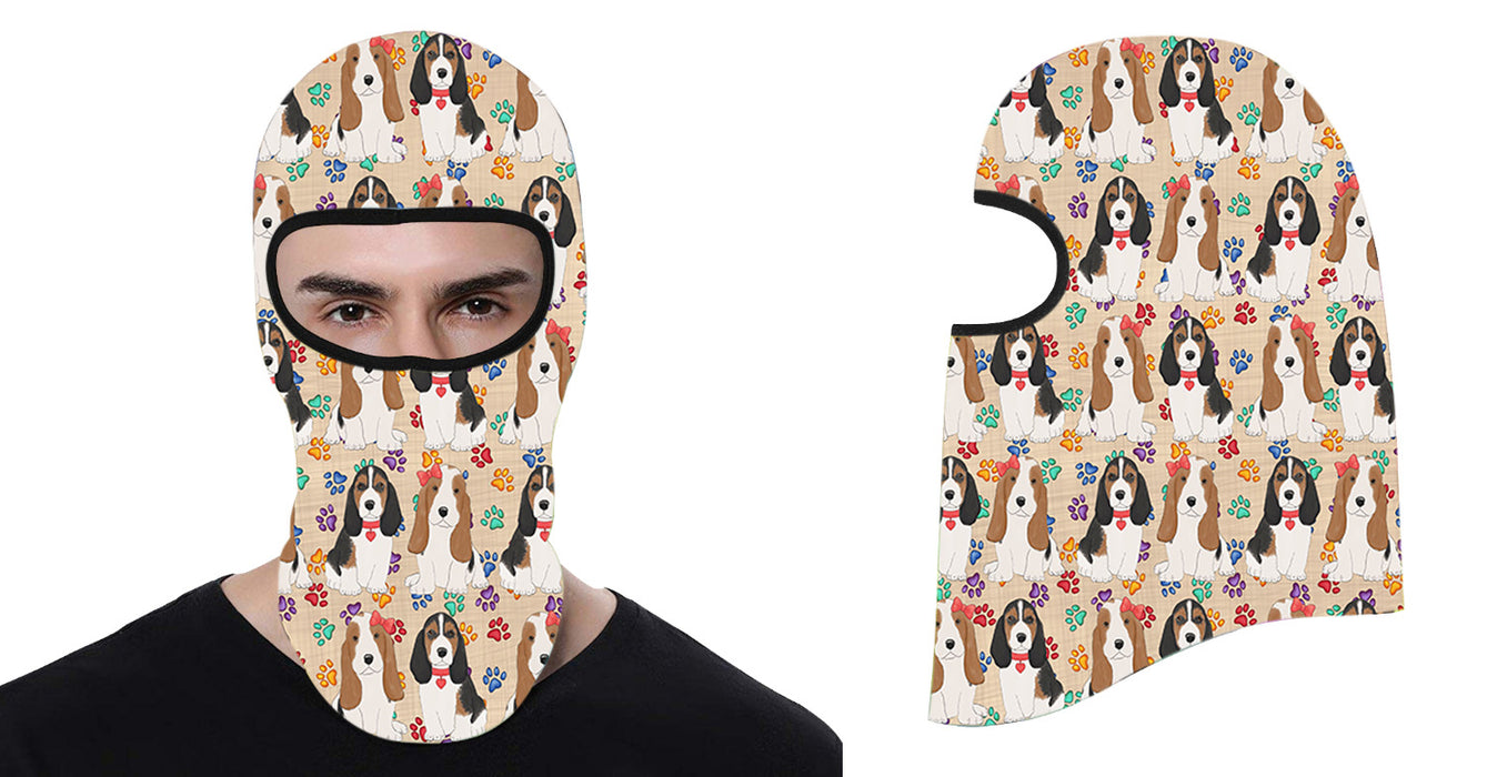 Rainbow Paw Print Basset Hound Dogs All Over Print Balaclava Ski Mask SM48098