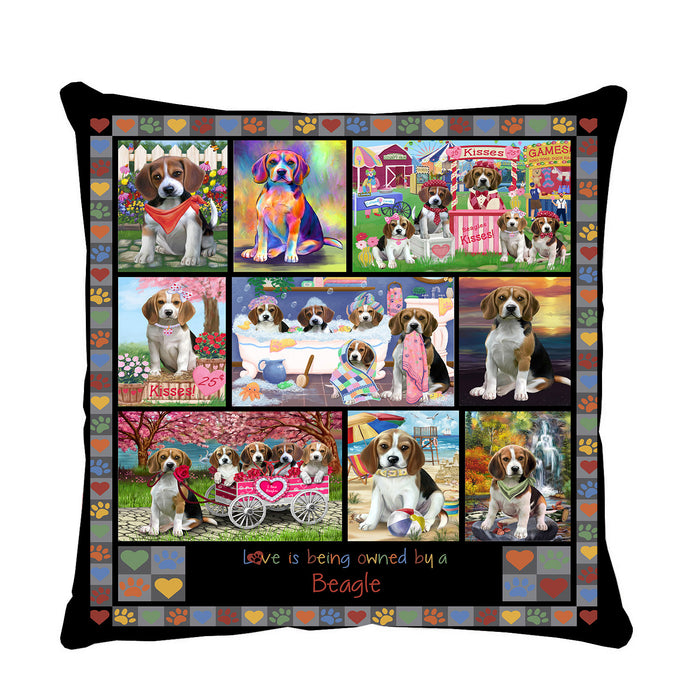 Love is Being Owned Beagle Dog Grey Pillow PIL84616