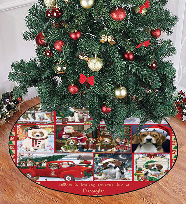 Love is Being Owned Christmas Beagle Dogs Tree Skirt