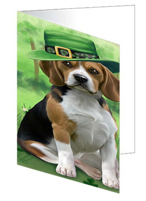 St. Patricks Day Irish Portrait Beagle Dog Handmade Artwork Assorted Pets Greeting Cards and Note Cards with Envelopes for All Occasions and Holiday Seasons GCD51965