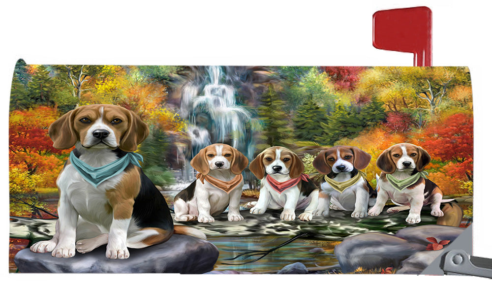 Scenic Waterfall Beagle Dogs Magnetic Mailbox Cover MBC48704