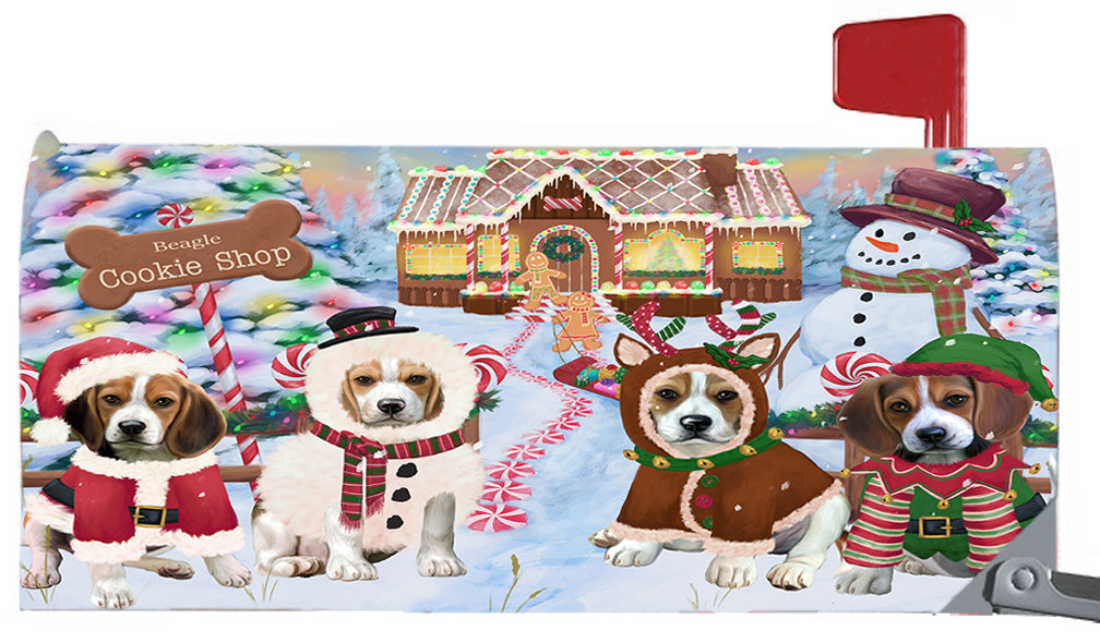 Christmas Holiday Gingerbread Cookie Shop Beagle Dogs 6.5 x 19 Inches Magnetic Mailbox Cover Post Box Cover Wraps Garden Yard Décor MBC48963
