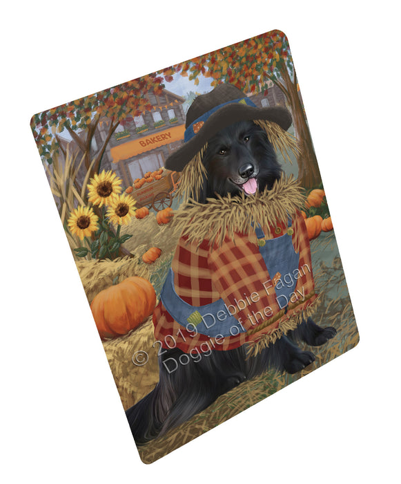 Halloween 'Round Town And Fall Pumpkin Scarecrow Both Belgian Shepherd Dogs Large Refrigerator / Dishwasher Magnet RMAG104610