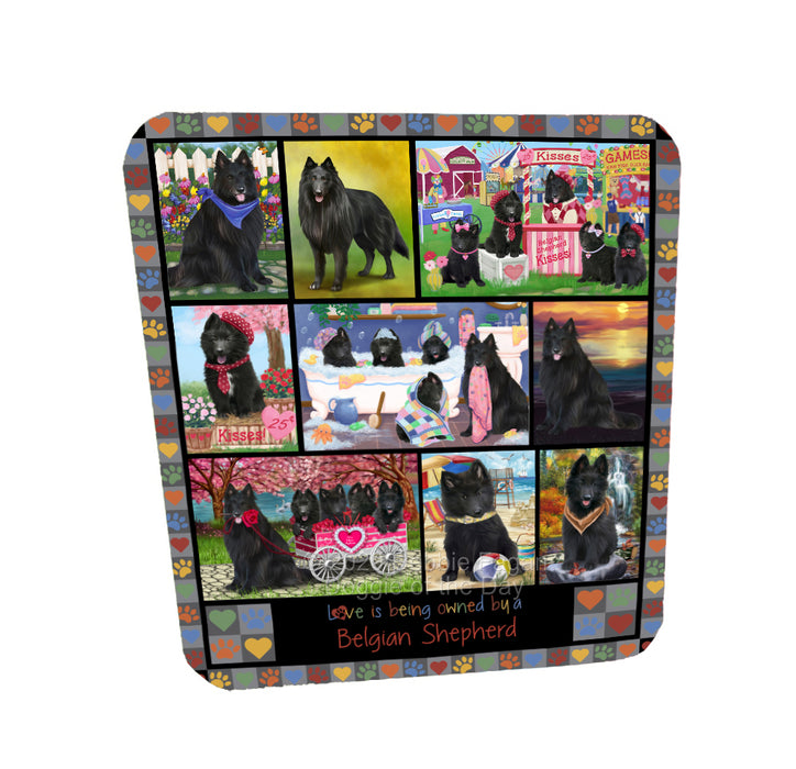 Love is Being Owned Belgian Shepherd Dog Grey Coasters Set of 4 CSTA57688