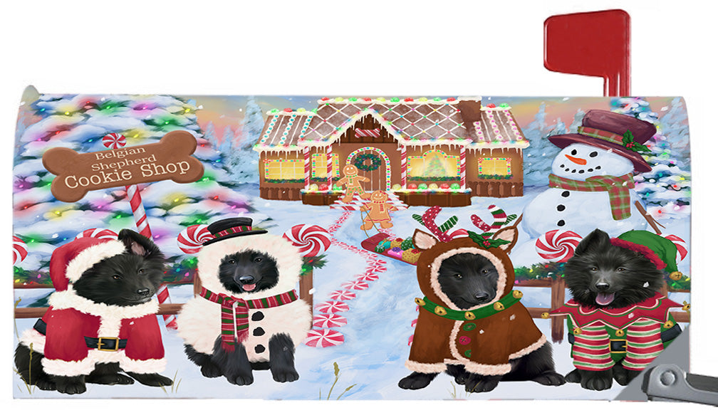 Christmas Holiday Gingerbread Cookie Shop Belgian Shepherd Dogs 6.5 x 19 Inches Magnetic Mailbox Cover Post Box Cover Wraps Garden Yard Décor MBC48964