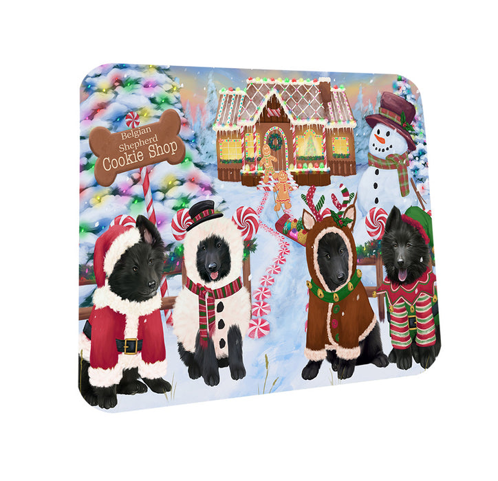 Holiday Gingerbread Cookie Shop Belgian Shepherds Dog Coasters Set of 4 CST56061