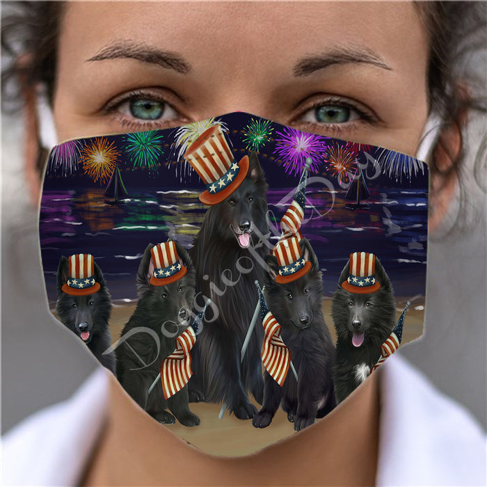 4th of July Independence Day Belgian Shepherd Dogs Face Mask FM49375
