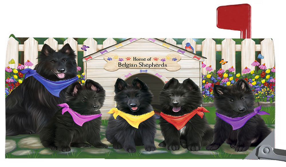 Spring Dog House Belgian Shepherd Dogs Magnetic Mailbox Cover MBC48617
