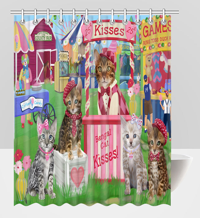 Carnival Kissing Booth Bengal Cats Shower Curtain
