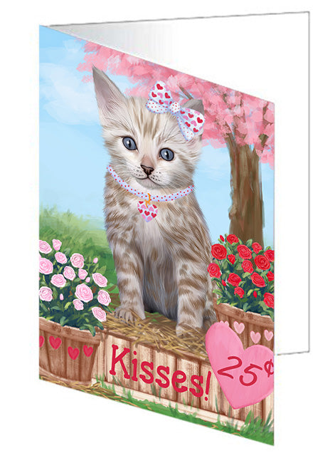 Rosie 25 Cent Kisses Bengal Cat Handmade Artwork Assorted Pets Greeting Cards and Note Cards with Envelopes for All Occasions and Holiday Seasons GCD71960