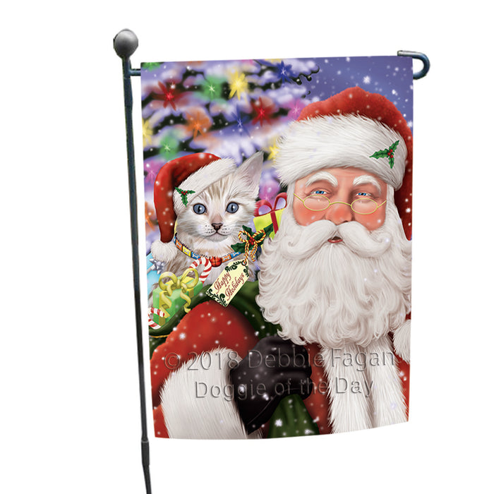 Santa Carrying Bengal Cat and Christmas Presents Garden Flag GFLG53734