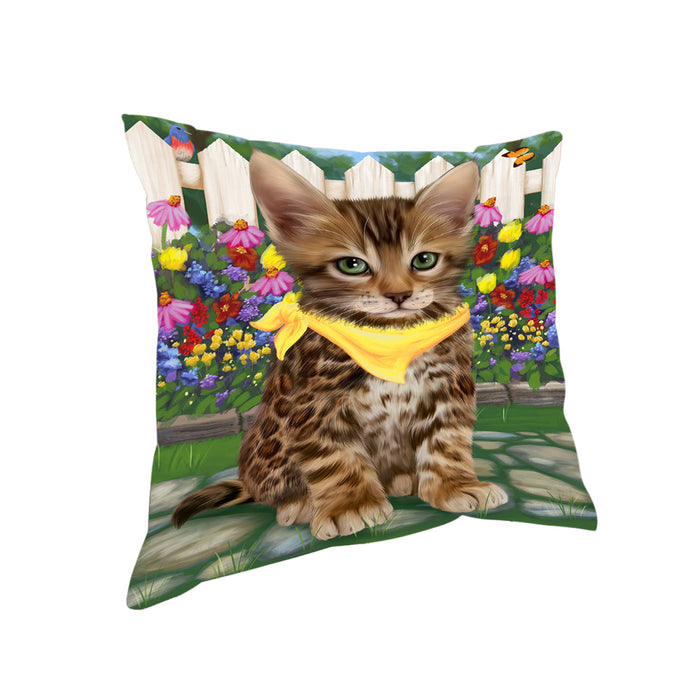 Spring Floral Bengal Cat Pillow PIL65096
