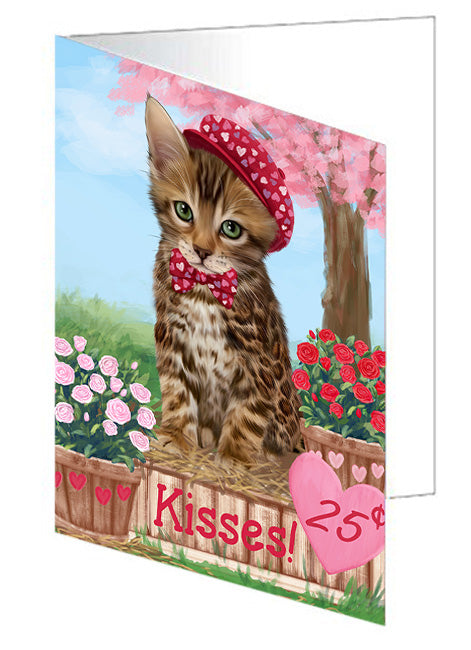 Rosie 25 Cent Kisses Bengal Cat Handmade Artwork Assorted Pets Greeting Cards and Note Cards with Envelopes for All Occasions and Holiday Seasons GCD71966
