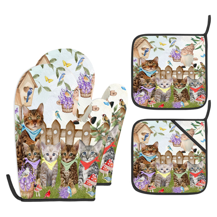 Bengal Cat Oven Mitts and Pot Holder Set: Explore a Variety of Designs, Custom, Personalized, Kitchen Gloves for Cooking with Potholders, Gift for Cats Lovers