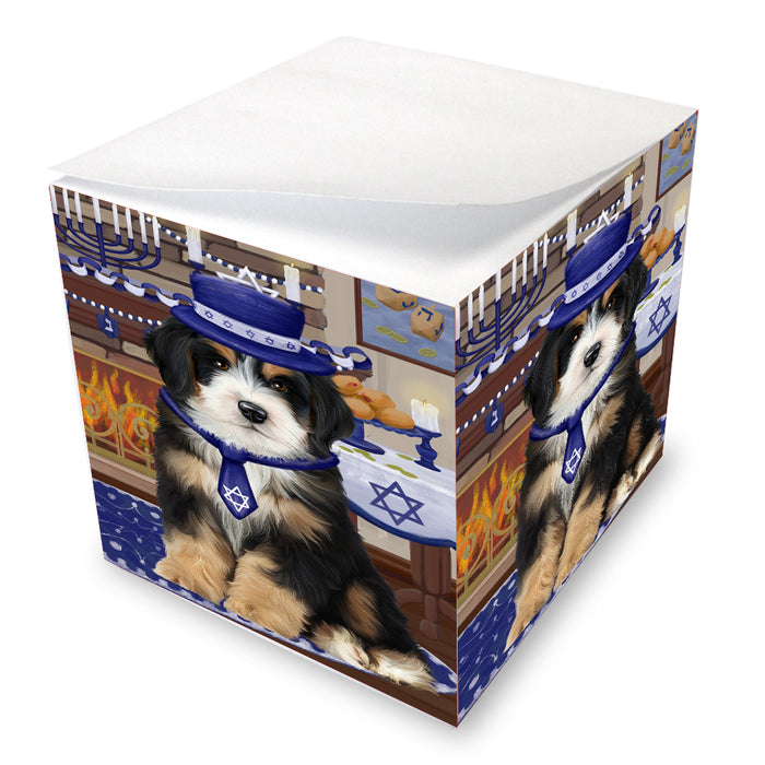 Happy Hanukkah Family Bernedoodle Dogs note cube NOC-DOTD-A56677