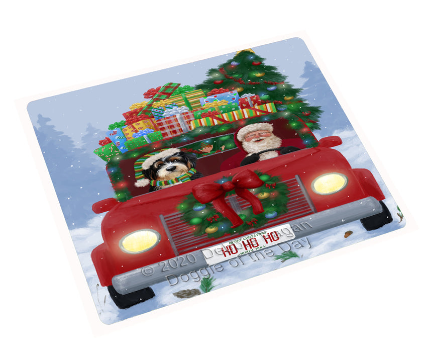 Christmas Honk Honk Red Truck Here Comes with Santa and Bernedoodle Dog Cutting Board - Easy Grip Non-Slip Dishwasher Safe Chopping Board Vegetables C77968