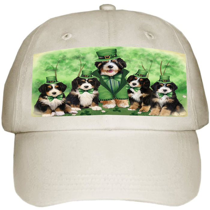 St. Patricks Day Irish Family Portrait Bernedoodles Dog Ball Hat Cap HAT51690