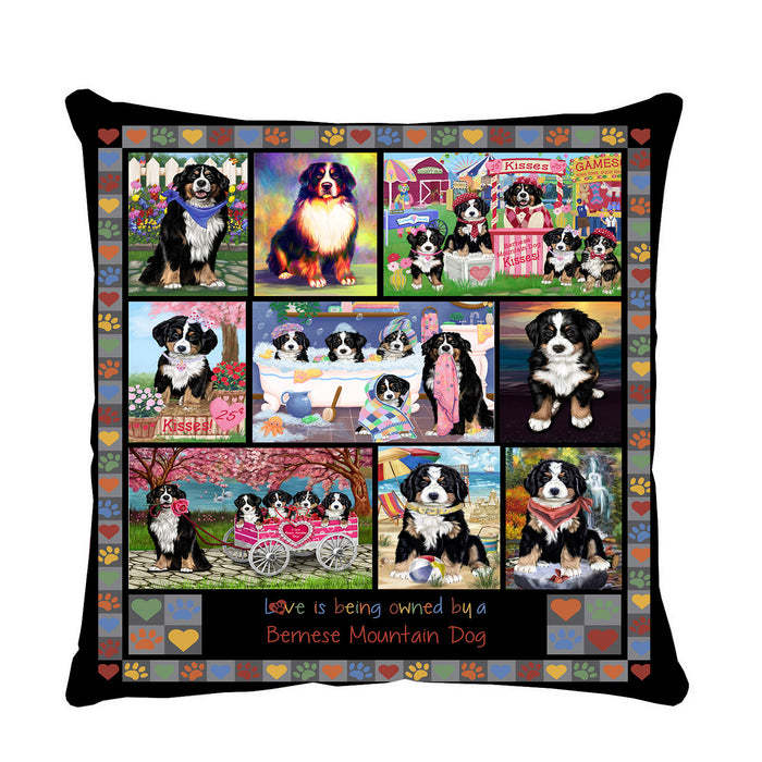 Love is Being Owned Bernese Mountain Dog Grey Pillow PIL84648