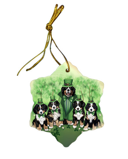 St. Patricks Day Irish Family Portrait Bernese Mountain Dogs Star Porcelain Ornament SPOR49314