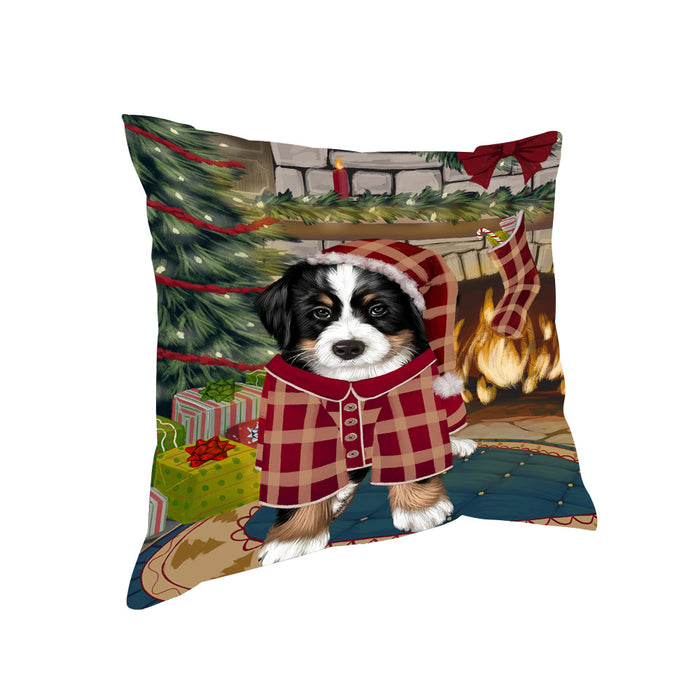 The Stocking was Hung Bernese Mountain Dog Pillow PIL69768