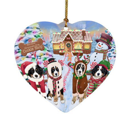 Holiday Gingerbread Cookie Shop Bernese Mountain Dogs Heart Christmas Ornament HPOR56462