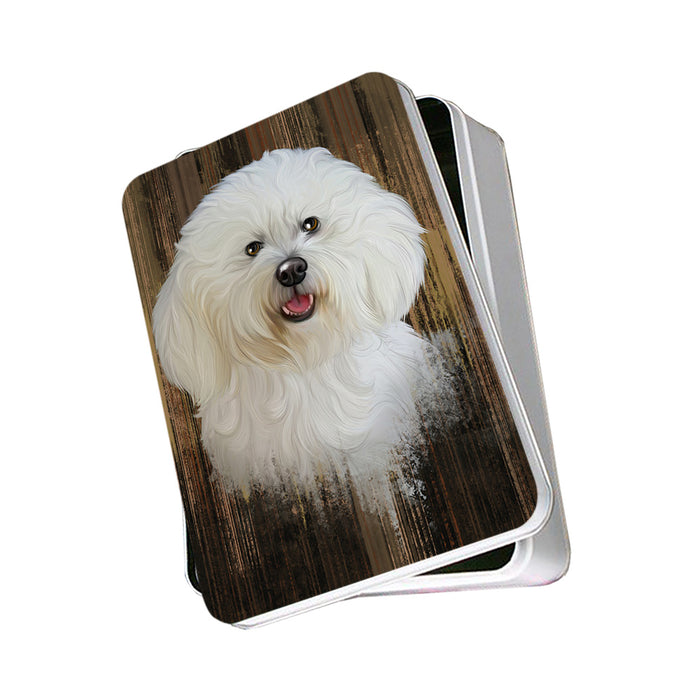 Rustic Bichon Frise Dog Photo Storage Tin PITN50342