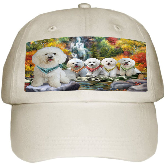 Scenic Waterfall Bichon Frises Dog Ball Hat Cap HAT52830