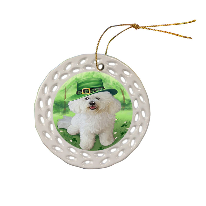 St. Patricks Day Irish Portrait Bichon Frise Dog Ceramic Doily Ornament DPOR49324