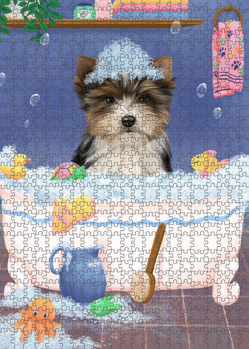 Rub A Dub Dog In A Tub Biewer Dog Portrait Jigsaw Puzzle for Adults Animal Interlocking Puzzle Game Unique Gift for Dog Lover's with Metal Tin Box PZL222