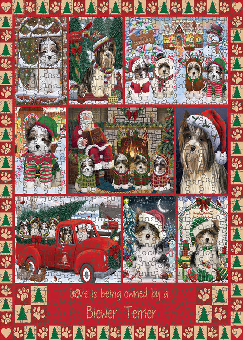 Love is Being Owned Christmas Biewer Terrier Dogs Puzzle with Photo Tin PUZL99284
