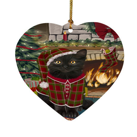 The Stocking was Hung Black Cat Heart Christmas Ornament HPOR55576
