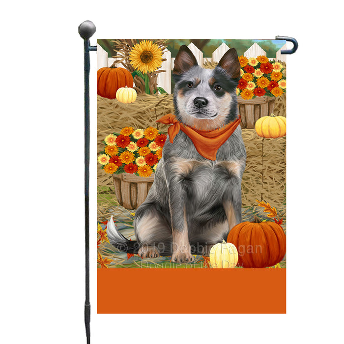 Personalized Fall Autumn Greeting Blue Heeler Dog with Pumpkins Custom Garden Flags GFLG-DOTD-A61819
