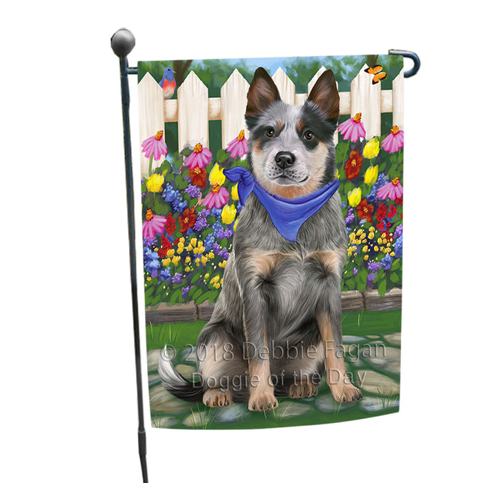 Spring Floral Blue Heeler Dog Garden Flag GFLG52186