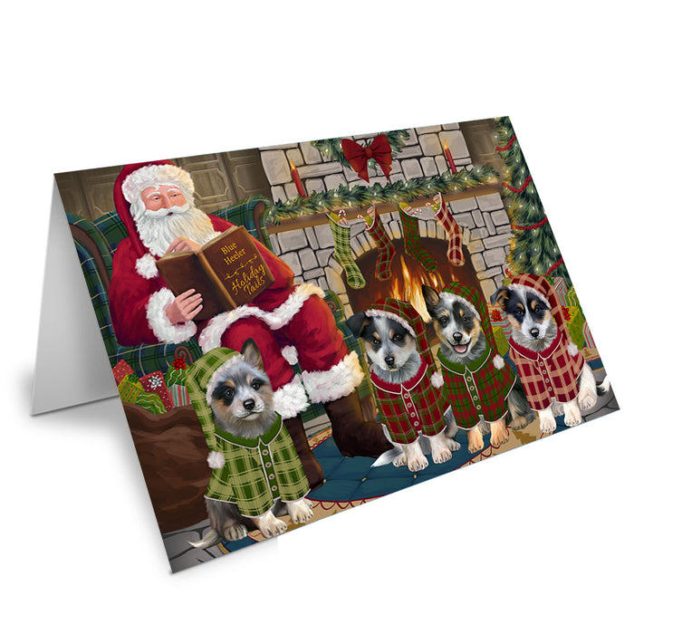 Christmas Cozy Holiday Tails Blue Heelers Dog Handmade Artwork Assorted Pets Greeting Cards and Note Cards with Envelopes for All Occasions and Holiday Seasons GCD69827