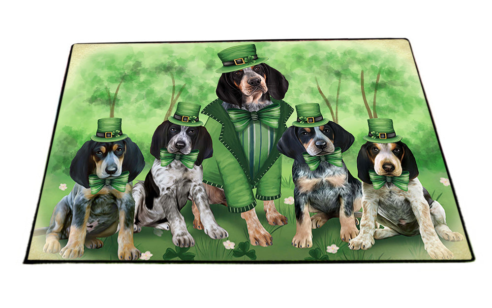 St. Patricks Day Irish Family Portrait Bluetick Coonhounds Dog Floormat FLMS49713