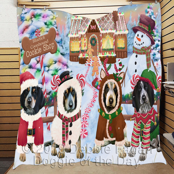 Holiday Gingerbread Cookie Bluetick Coonhound Dogs Quilt