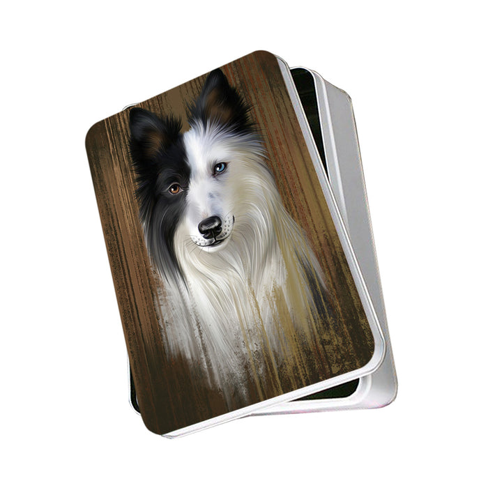Rustic Border Collie Dog Photo Storage Tin PITN50531