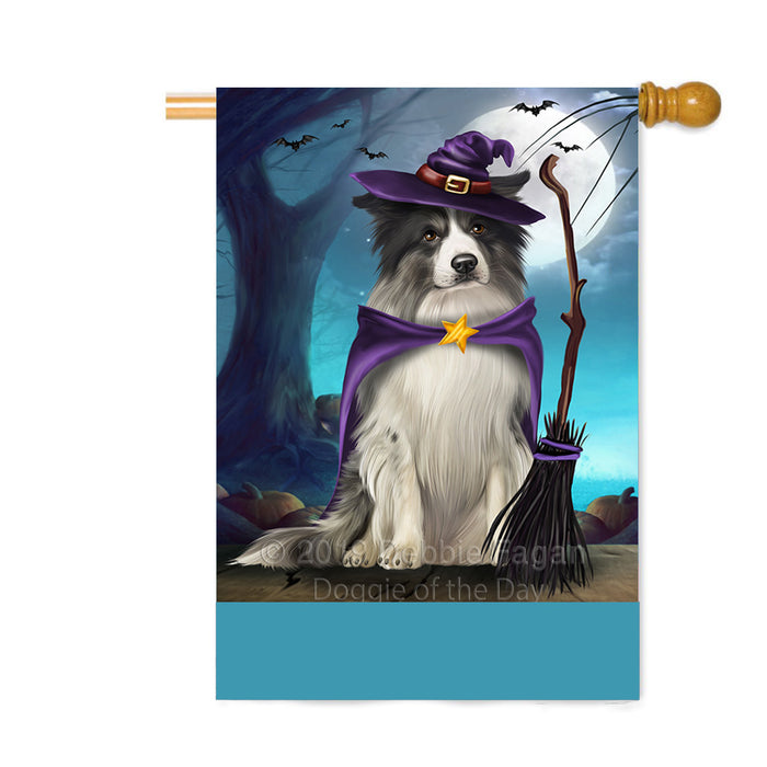 Personalized Happy Halloween Trick or Treat Border Collie Dog Witch Custom House Flag FLG64256