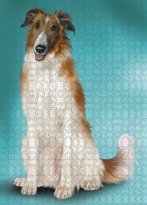 Borzoi Dog Portrait Jigsaw Puzzle for Adults Animal Interlocking Puzzle Game Unique Gift for Dog Lover's with Metal Tin Box