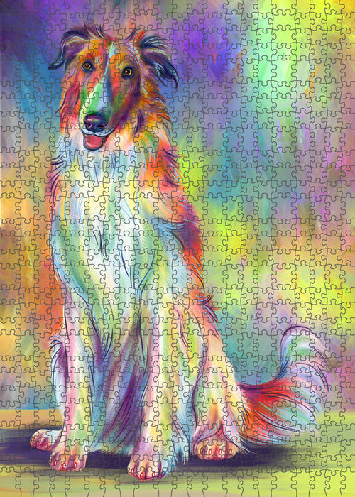 Paradise Wave Borzoi Dog Portrait Jigsaw Puzzle for Adults Animal Interlocking Puzzle Game Unique Gift for Dog Lover's with Metal Tin Box