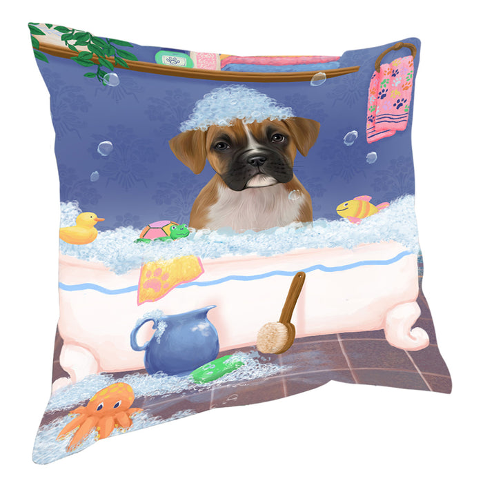 Rub A Dub Dog In A Tub Boxer Dog Pillow with Top Quality High-Resolution Images - Ultra Soft Pet Pillows for Sleeping - Reversible & Comfort - Ideal Gift for Dog Lover - Cushion for Sofa Couch Bed - 100% Polyester, PILA90421