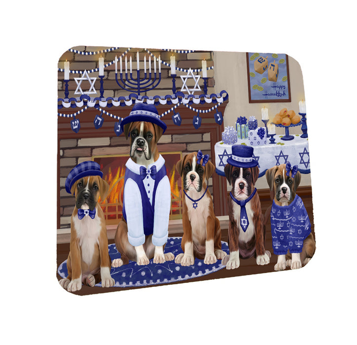Happy Hanukkah Family Boxer Dogs Coasters Set of 4 CSTA57558