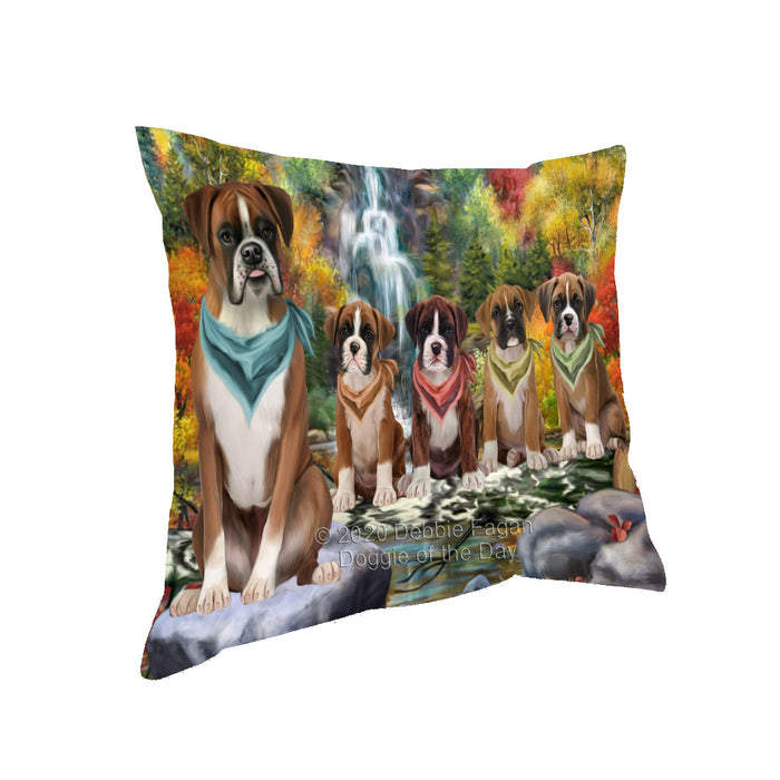 Scenic Waterfall Boxer Dogs Pillow with Top Quality High-Resolution Images - Ultra Soft Pet Pillows for Sleeping - Reversible & Comfort - Ideal Gift for Dog Lover - Cushion for Sofa Couch Bed - 100% Polyester