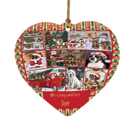 Love is Being Owned Christmas Boxer Dogs Heart Christmas Ornament HPOR57835
